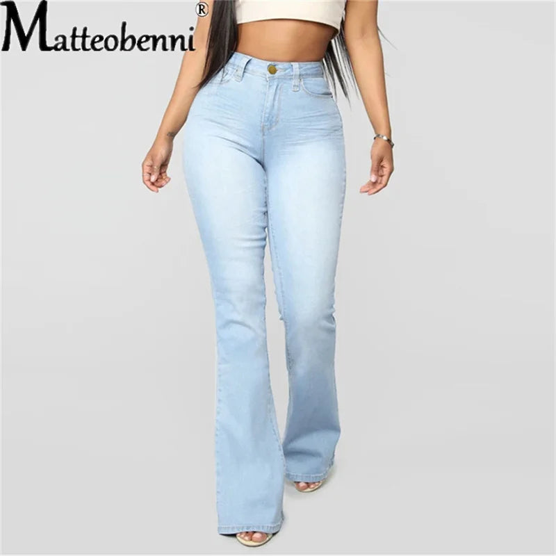 Women Clothing Solid Color Slim-Fit Fashion New Arrival Denim Speaker Pants Skinny High Waist Casual Street Jeans Vetement Femme