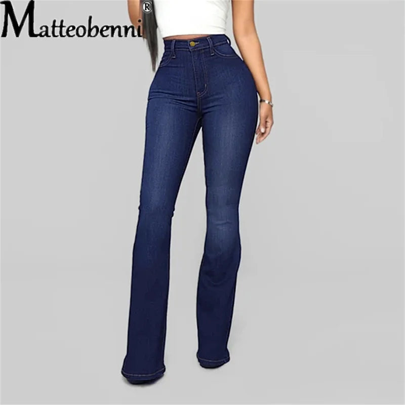 Women Clothing Solid Color Slim-Fit Fashion New Arrival Denim Speaker Pants Skinny High Waist Casual Street Jeans Vetement Femme